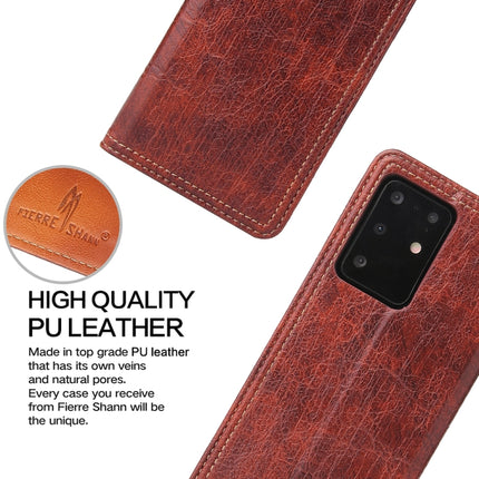 For Samsung Galaxy S20 Fierre Shann Retro Tree Bark Texture PU Magnetic Horizontal Flip Leather Case with Holder & Card Slots & Wallet(Red)-garmade.com