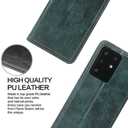 For Samsung Galaxy S20+ Fierre Shann Retro Tree Bark Texture PU Magnetic Horizontal Flip Leather Case with Holder & Card Slots & Wallet(Green)-garmade.com