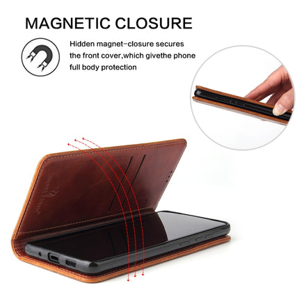 For Samsung Galaxy S20+ Fierre Shann Retro Tree Bark Texture PU Magnetic Horizontal Flip Leather Case with Holder & Card Slots & Wallet(Red)-garmade.com