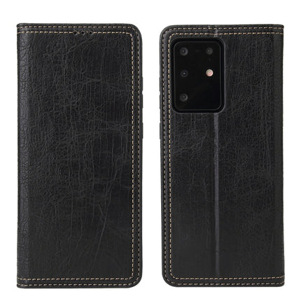 For Samsung Galaxy S20 Ultra Fierre Shann Retro Tree Bark Texture PU Magnetic Horizontal Flip Leather Case with Holder & Card Slots & Wallet(Black)-garmade.com