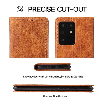 For Samsung Galaxy S20 Ultra Fierre Shann Retro Tree Bark Texture PU Magnetic Horizontal Flip Leather Case with Holder & Card Slots & Wallet(Brown)-garmade.com