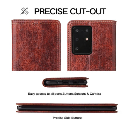 For Samsung Galaxy S20 Ultra Fierre Shann Retro Tree Bark Texture PU Magnetic Horizontal Flip Leather Case with Holder & Card Slots & Wallet(Red)-garmade.com