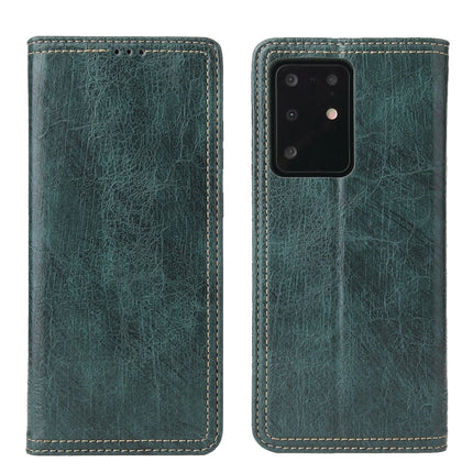 For Samsung Galaxy S20 Ultra Fierre Shann Retro Tree Bark Texture PU Magnetic Horizontal Flip Leather Case with Holder & Card Slots & Wallet(Green)-garmade.com