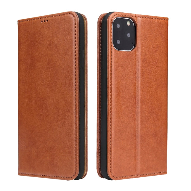 Fierre Shann PU Genuine Leather Texture Horizontal Flip Leather Case with Holder & Card Slots & Wallet For iPhone 11(Brown)-garmade.com