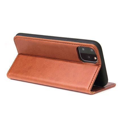 Fierre Shann PU Genuine Leather Texture Horizontal Flip Leather Case with Holder & Card Slots & Wallet For iPhone 11(Brown)-garmade.com