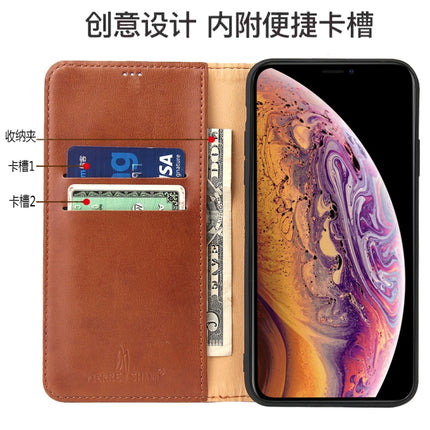 Fierre Shann PU Genuine Leather Texture Horizontal Flip Leather Case with Holder & Card Slots & Wallet For iPhone 11(Blue)-garmade.com