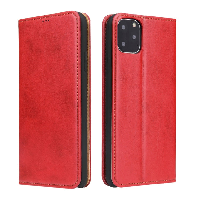 Fierre Shann PU Genuine Leather Texture Horizontal Flip Leather Case with Holder & Card Slots & Wallet For iPhone 11 Pro(Red)-garmade.com