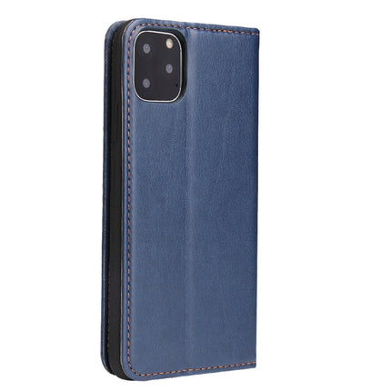 Fierre Shann PU Genuine Leather Texture Horizontal Flip Leather Case with Holder & Card Slots & Wallet For iPhone 11 Pro(Blue)-garmade.com