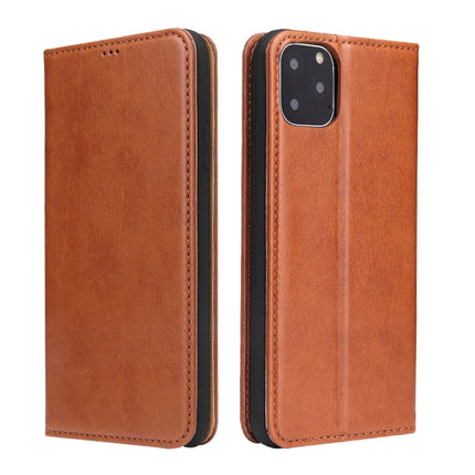 Fierre Shann PU Genuine Leather Texture Horizontal Flip Leather Case with Holder & Card Slots & Wallet For iPhone 11 Pro Max(Brown)-garmade.com