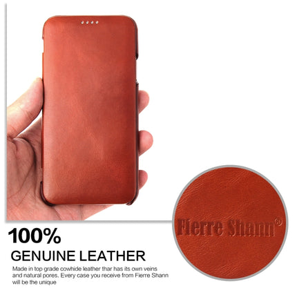 Fierre Shann Business Magnetic Horizontal Flip Genuine Leather Case For iPhone X / XS(Brown)-garmade.com