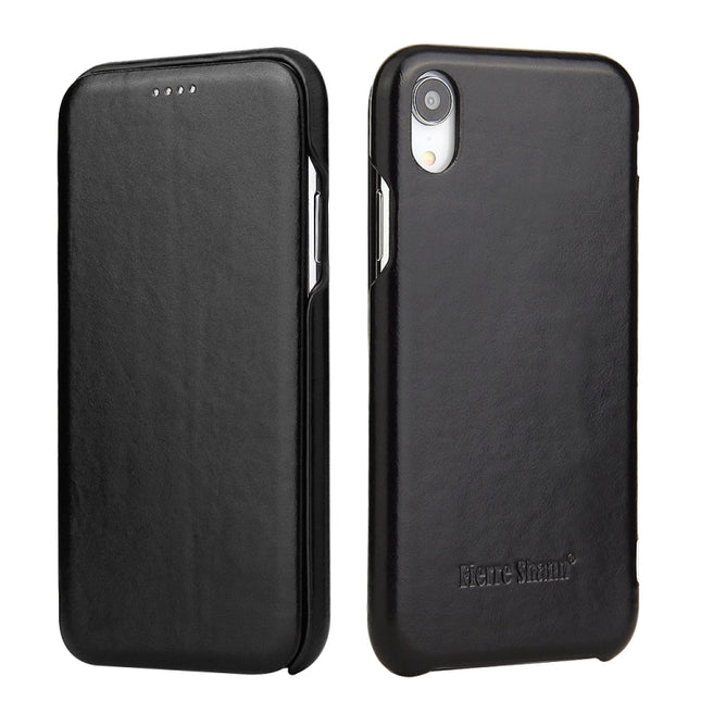 Fierre Shann Business Magnetic Horizontal Flip Genuine Leather Case For iPhone XR(Black)-garmade.com