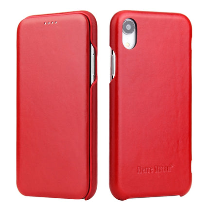 Fierre Shann Business Magnetic Horizontal Flip Genuine Leather Case For iPhone XR(Red)-garmade.com
