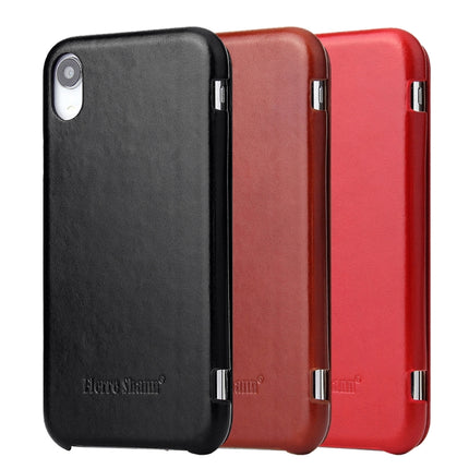 Fierre Shann Business Magnetic Horizontal Flip Genuine Leather Case For iPhone XR(Red)-garmade.com