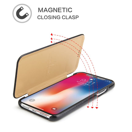 Fierre Shann Business Magnetic Horizontal Flip Genuine Leather Case For iPhone XS Max(Black)-garmade.com