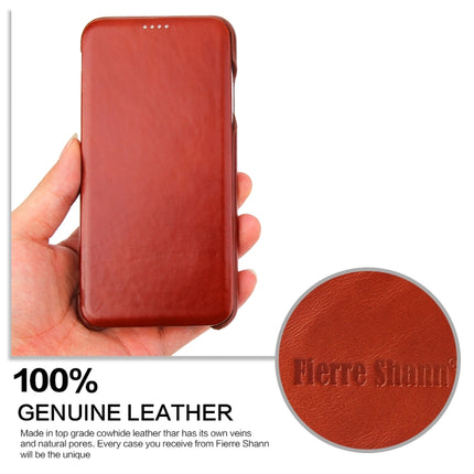 Fierre Shann Business Magnetic Horizontal Flip Genuine Leather Case For iPhone XS Max(Brown)-garmade.com
