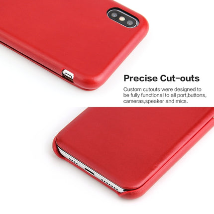 Fierre Shann Business Magnetic Horizontal Flip Genuine Leather Case For iPhone XS Max(Red)-garmade.com