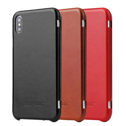 Fierre Shann Business Magnetic Horizontal Flip Genuine Leather Case For iPhone XS Max(Red)-garmade.com