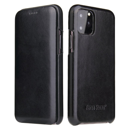 Fierre Shann Business Magnetic Horizontal Flip Genuine Leather Case For iPhone 11(Black)-garmade.com