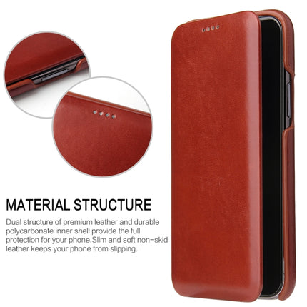 Fierre Shann Business Magnetic Horizontal Flip Genuine Leather Case For iPhone 11(Brown)-garmade.com