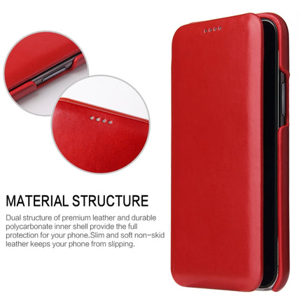 Fierre Shann Business Magnetic Horizontal Flip Genuine Leather Case For iPhone 11(Red)-garmade.com