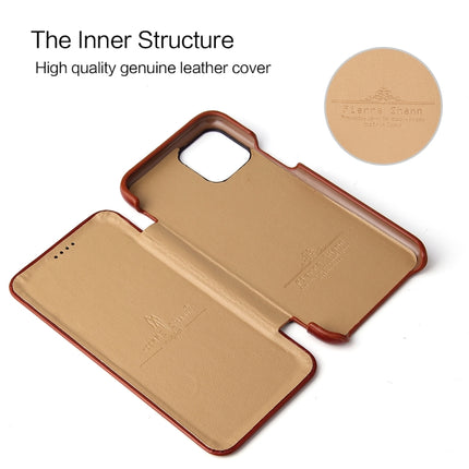 Fierre Shann Business Magnetic Horizontal Flip Genuine Leather Case For iPhone 11 Pro(Brown)-garmade.com