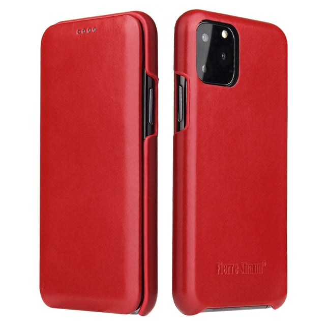Fierre Shann Business Magnetic Horizontal Flip Genuine Leather Case For iPhone 11 Pro(Red)-garmade.com