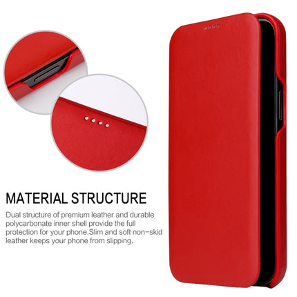 Fierre Shann Business Magnetic Horizontal Flip Genuine Leather Case For iPhone 12 mini(Red)-garmade.com