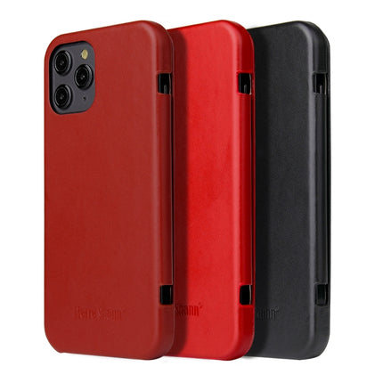 Fierre Shann Business Magnetic Horizontal Flip Genuine Leather Case For iPhone 12 mini(Red)-garmade.com