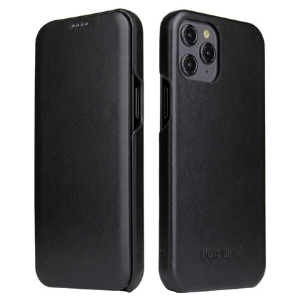 Fierre Shann Business Magnetic Horizontal Flip Genuine Leather Case For iPhone 12 / 12 Pro(Black)-garmade.com