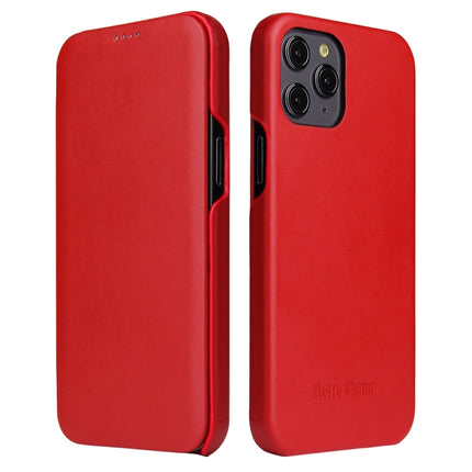 Fierre Shann Business Magnetic Horizontal Flip Genuine Leather Case For iPhone 12 / 12 Pro(Red)-garmade.com