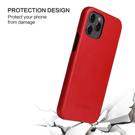 Fierre Shann Business Magnetic Horizontal Flip Genuine Leather Case For iPhone 12 / 12 Pro(Red)-garmade.com