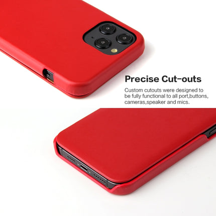 Fierre Shann Business Magnetic Horizontal Flip Genuine Leather Case For iPhone 12 / 12 Pro(Red)-garmade.com