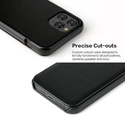 Fierre Shann Business Magnetic Horizontal Flip Genuine Leather Case For iPhone 12 Pro Max(Black)-garmade.com