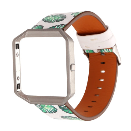 For Fitbit Blaze Leather Replacement Strap Watchband(Green Leaf)-garmade.com