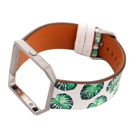 For Fitbit Blaze Leather Replacement Strap Watchband(Green Leaf)-garmade.com