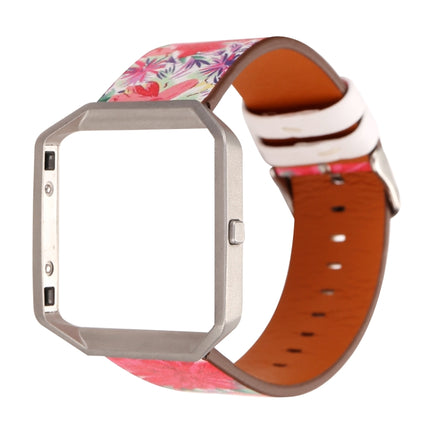 For Fitbit Blaze Leather Replacement Strap Watchband(Red Flower)-garmade.com