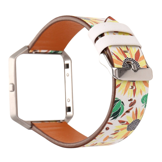 For Fitbit Blaze Leather Replacement Strap Watchband(Sunflower)-garmade.com