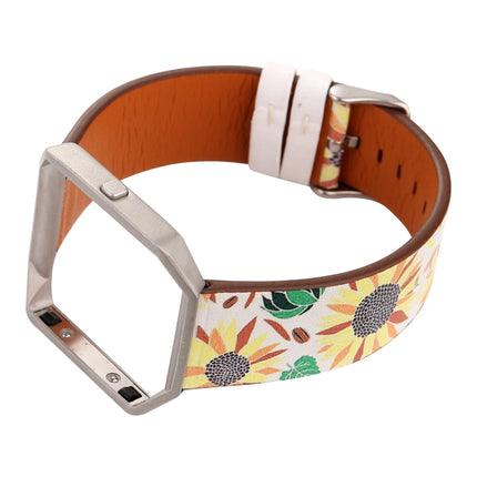 For Fitbit Blaze Leather Replacement Strap Watchband(Sunflower)-garmade.com