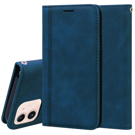 Frosted Business Magnetic Horizontal Flip PU Leather Case with Holder & Card Slot & Lanyard For iPhone 12 mini(Blue)-garmade.com