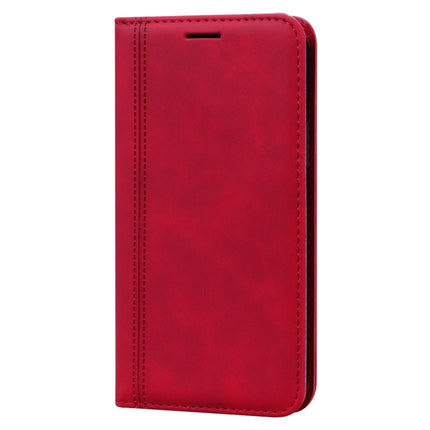Frosted Business Magnetic Horizontal Flip PU Leather Case with Holder & Card Slot & Lanyard For iPhone 12 mini(Red)-garmade.com