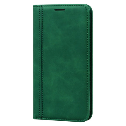 Frosted Business Magnetic Horizontal Flip PU Leather Case with Holder & Card Slot & Lanyard For iPhone 12 / 12 Pro(Green)-garmade.com