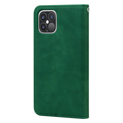 Frosted Business Magnetic Horizontal Flip PU Leather Case with Holder & Card Slot & Lanyard For iPhone 12 / 12 Pro(Green)-garmade.com