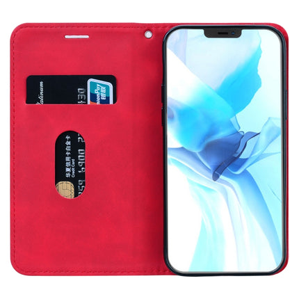 Frosted Business Magnetic Horizontal Flip PU Leather Case with Holder & Card Slot & Lanyard For iPhone 12 Pro Max(Red)-garmade.com