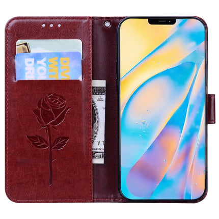 Rose Embossed Horizontal Flip PU Leather Case with Holder & Card Slots & Wallet For iPhone 12 mini(Brown)-garmade.com