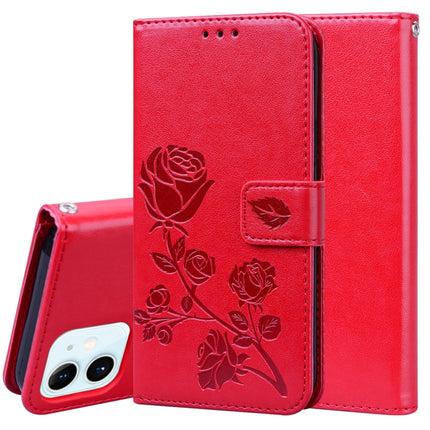 Rose Embossed Horizontal Flip PU Leather Case with Holder & Card Slots & Wallet For iPhone 12 mini(Red)-garmade.com