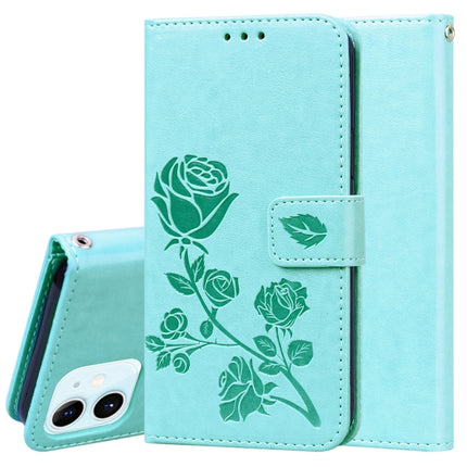 Rose Embossed Horizontal Flip PU Leather Case with Holder & Card Slots & Wallet For iPhone 12 mini(Green)-garmade.com