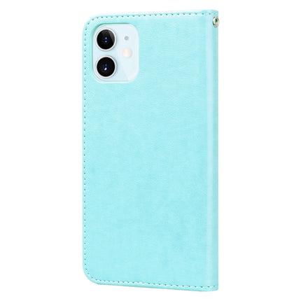 Rose Embossed Horizontal Flip PU Leather Case with Holder & Card Slots & Wallet For iPhone 12 mini(Green)-garmade.com