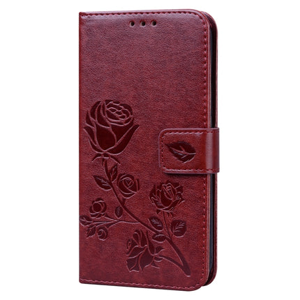 Rose Embossed Horizontal Flip PU Leather Case with Holder & Card Slots & Wallet For iPhone 12(Brown)-garmade.com