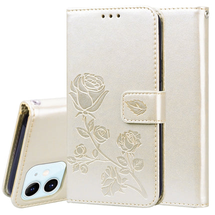 Rose Embossed Horizontal Flip PU Leather Case with Holder & Card Slots & Wallet For iPhone 12(Gold)-garmade.com