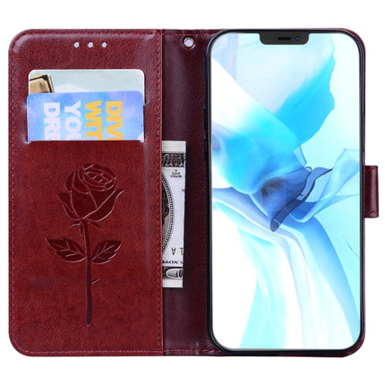 Rose Embossed Horizontal Flip PU Leather Case with Holder & Card Slots & Wallet For iPhone 12 Pro(Brown)-garmade.com